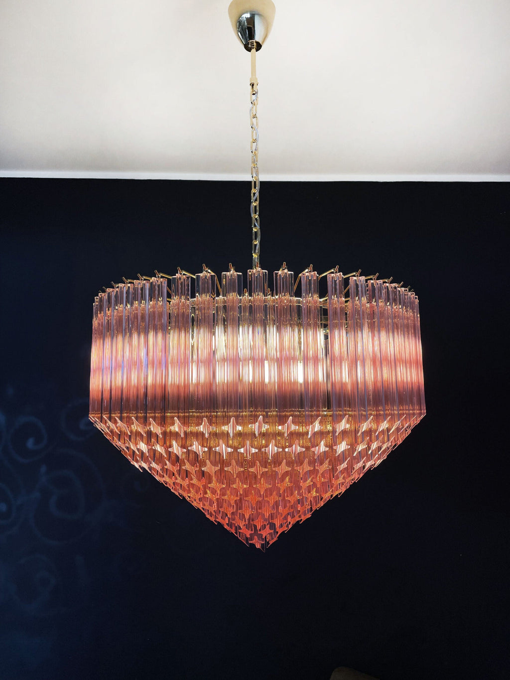 Mid-Century Murano Chandelier | Punto di Luce |  265 Pink Prism Glass