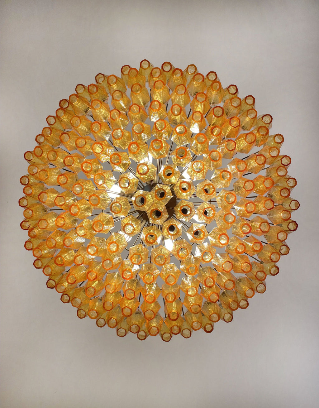 Mid-Century Murano Chandelier | Punto di Luce |  185 Yellow Poliedri Glass
