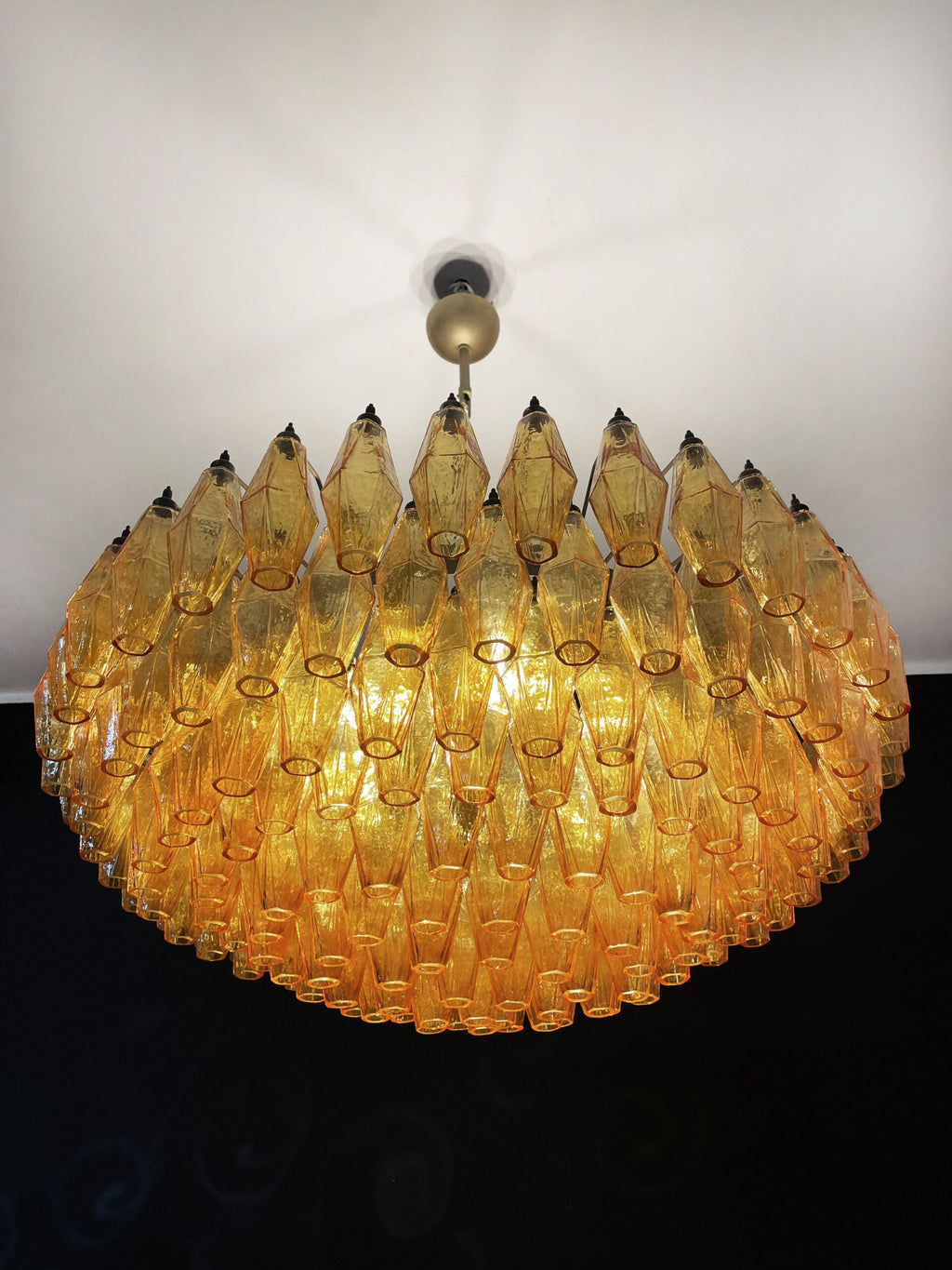 Mid-Century Murano Chandelier | Punto di Luce |  185 Yellow Poliedri Glass