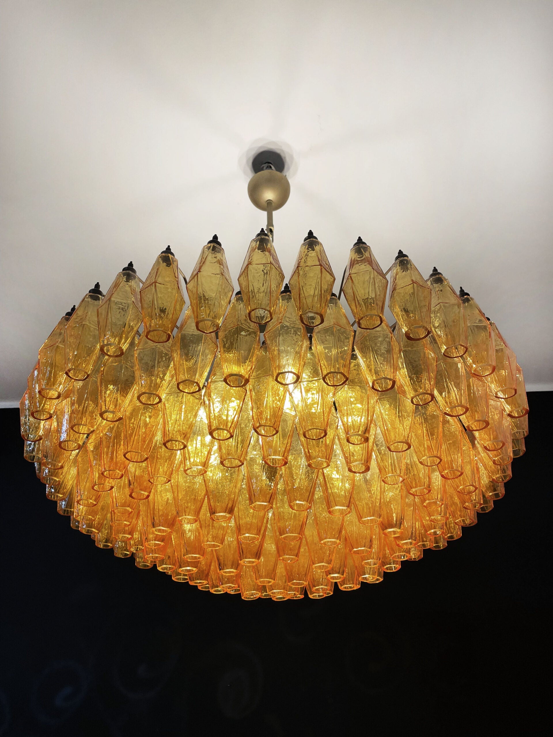 Mid-Century Murano Chandelier | Punto di Luce |  185 Yellow Poliedri Glass