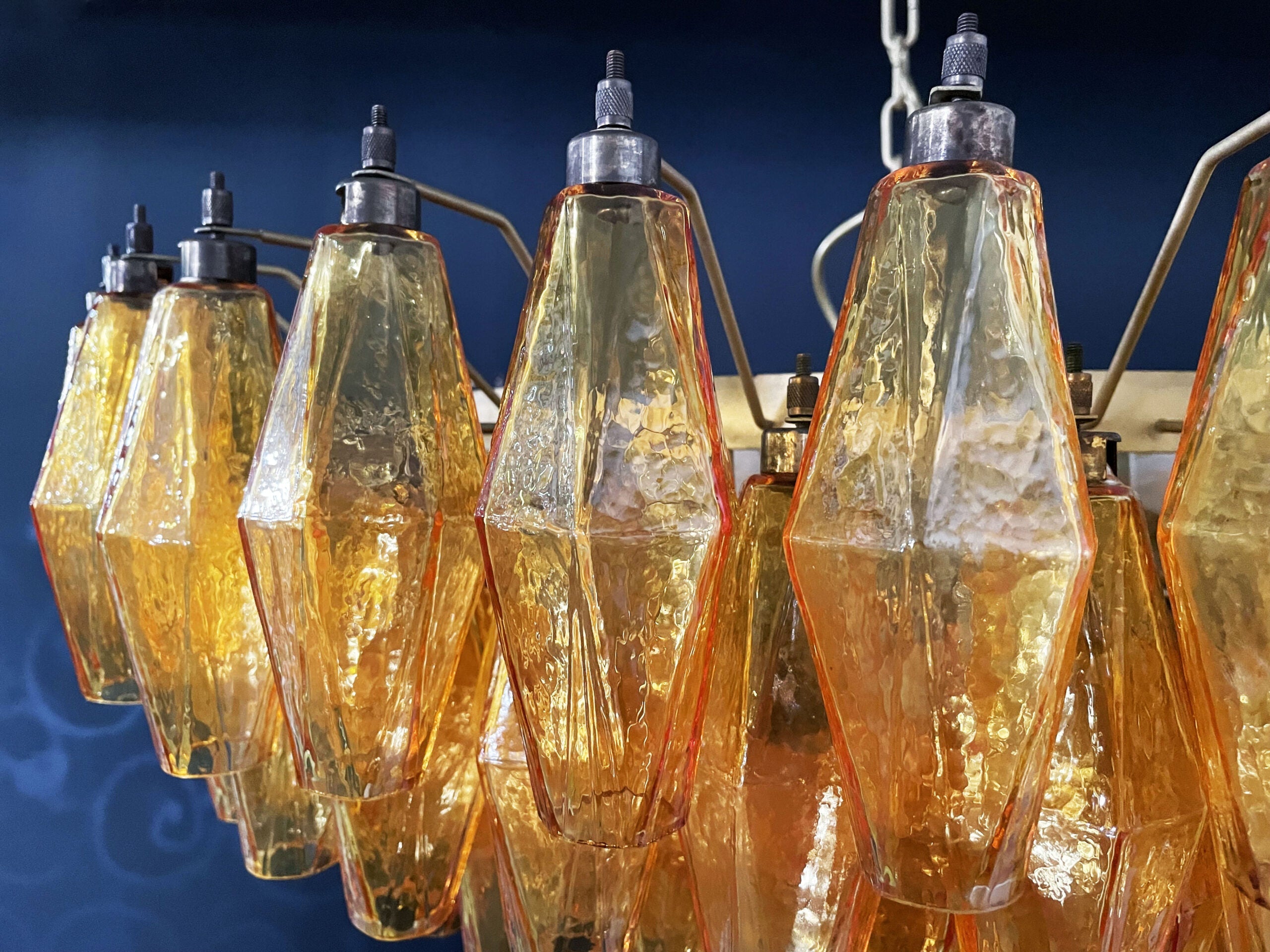 Mid-Century Murano Chandelier | Punto di Luce |  185 Yellow Poliedri Glass
