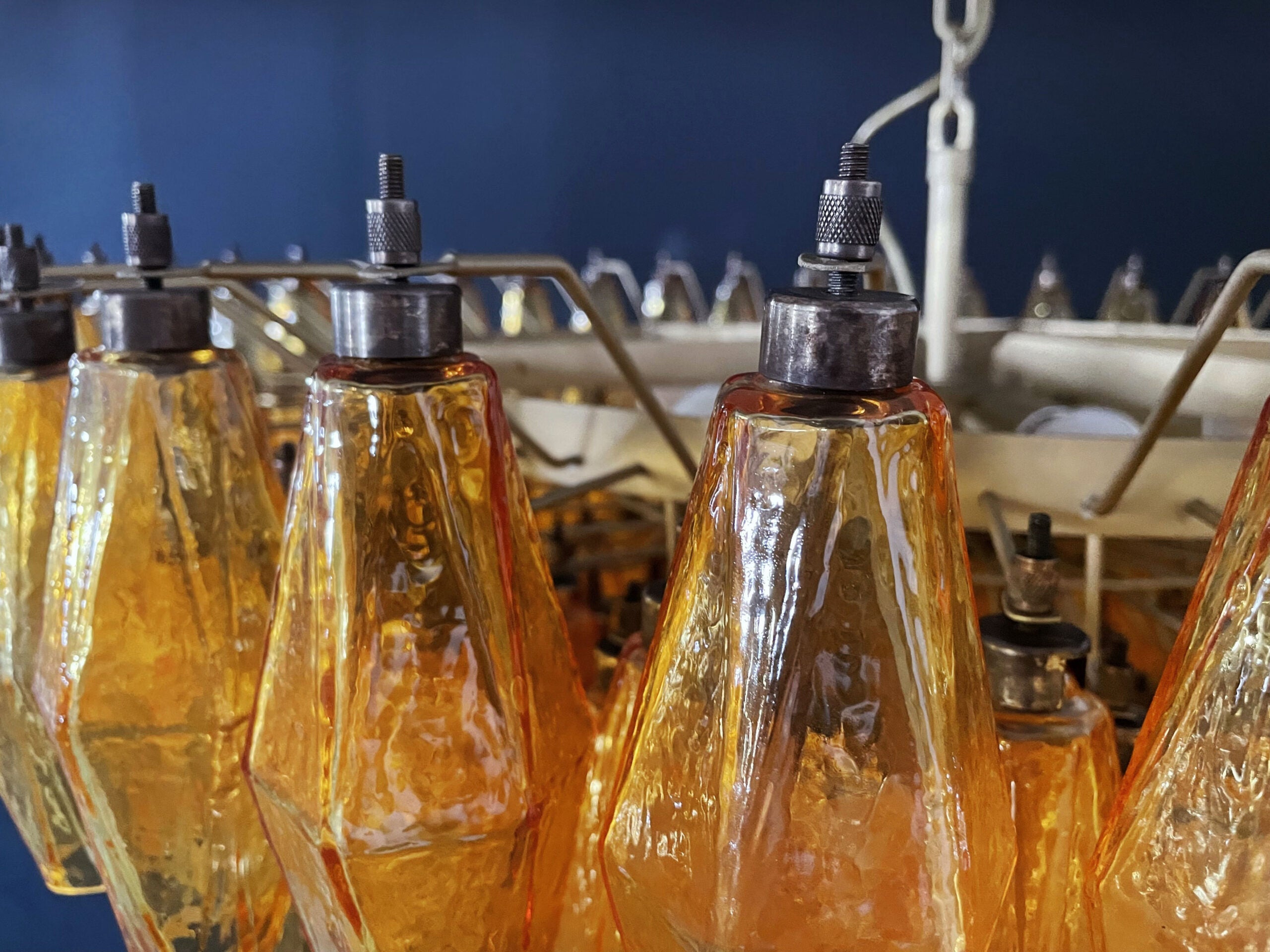 Mid-Century Murano Chandelier | Punto di Luce |  185 Yellow Poliedri Glass