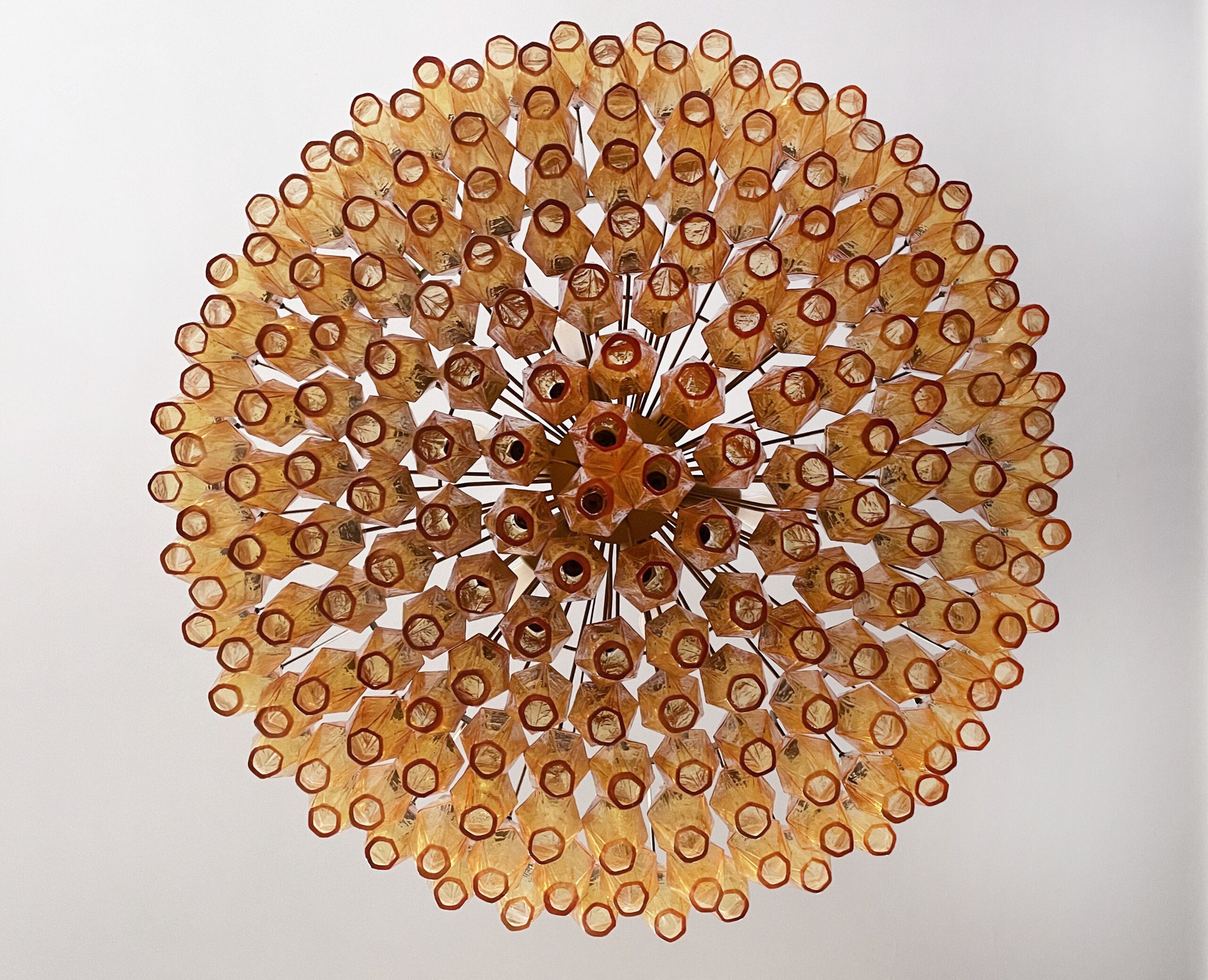 Mid-Century Murano Chandelier | Punto di Luce |  185 Yellow Poliedri Glass