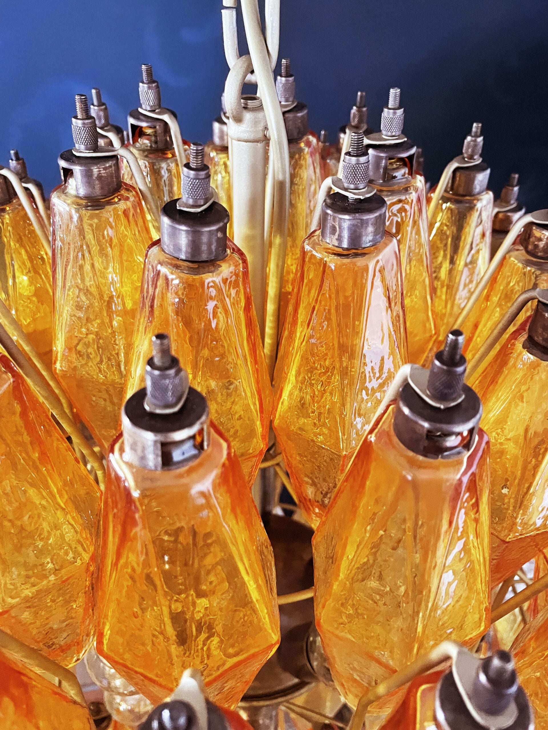 Mid-Century Murano Chandelier | Punto di Luce |  140 Yellow Poliedri Glass