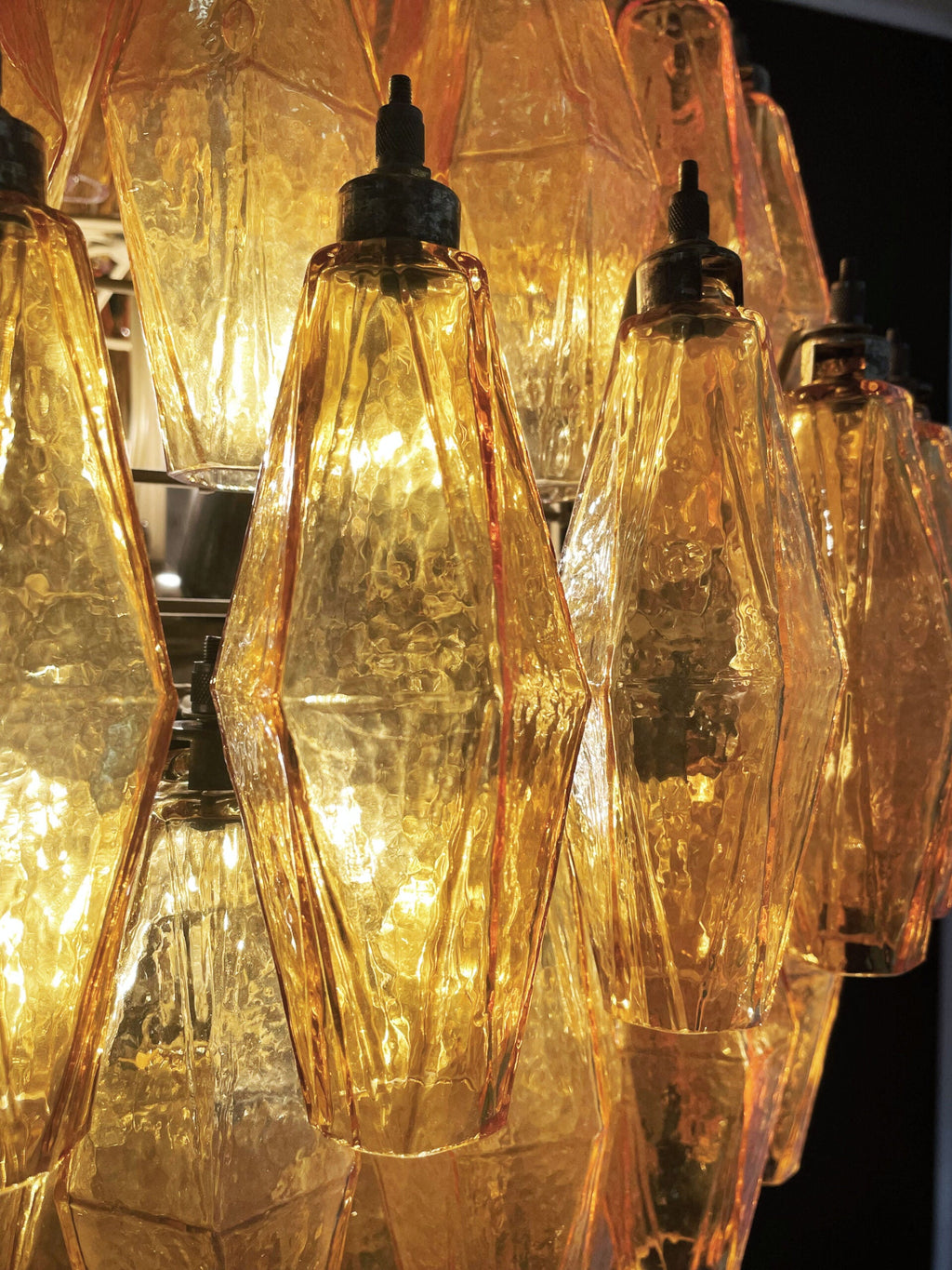 Mid-Century Murano Chandelier | Punto di Luce |  140 Yellow Poliedri Glass