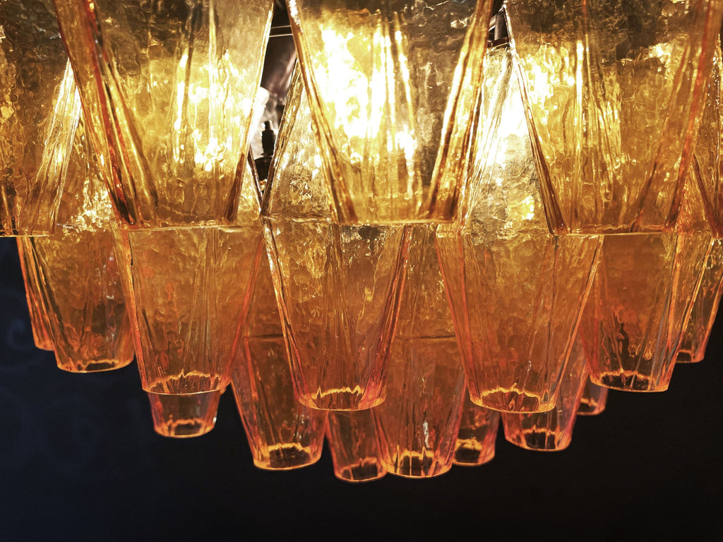 Mid-Century Murano Chandelier | Punto di Luce |  140 Yellow Poliedri Glass