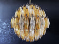 Mid-Century Murano Chandelier | Punto di Luce |  140 Clear and Yellow Poliedri Glass