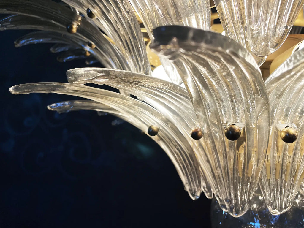 Mid-Century Murano Chandelier | Punto di Luce |  104 Smoky Colored Palmette Glass