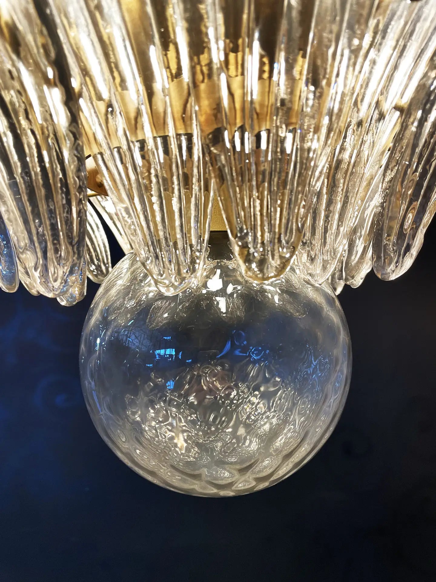 Mid-Century Murano Chandelier | Punto di Luce |  104 Smoky Colored Palmette Glass
