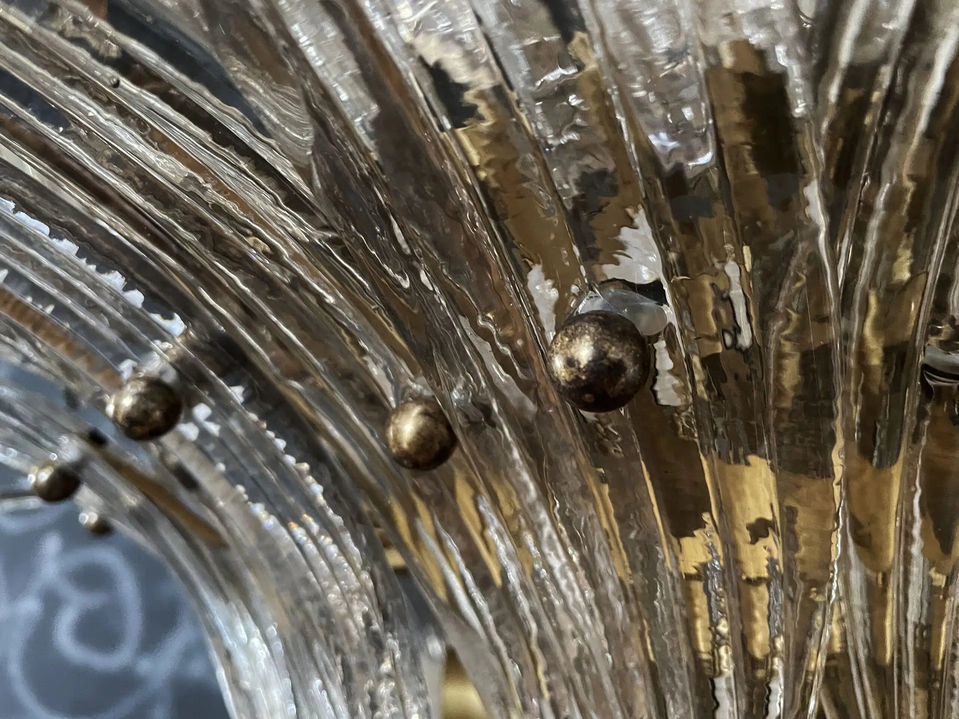 Mid-Century Murano Chandelier | Punto di Luce |  163 Smoke-colored Palmette Glass