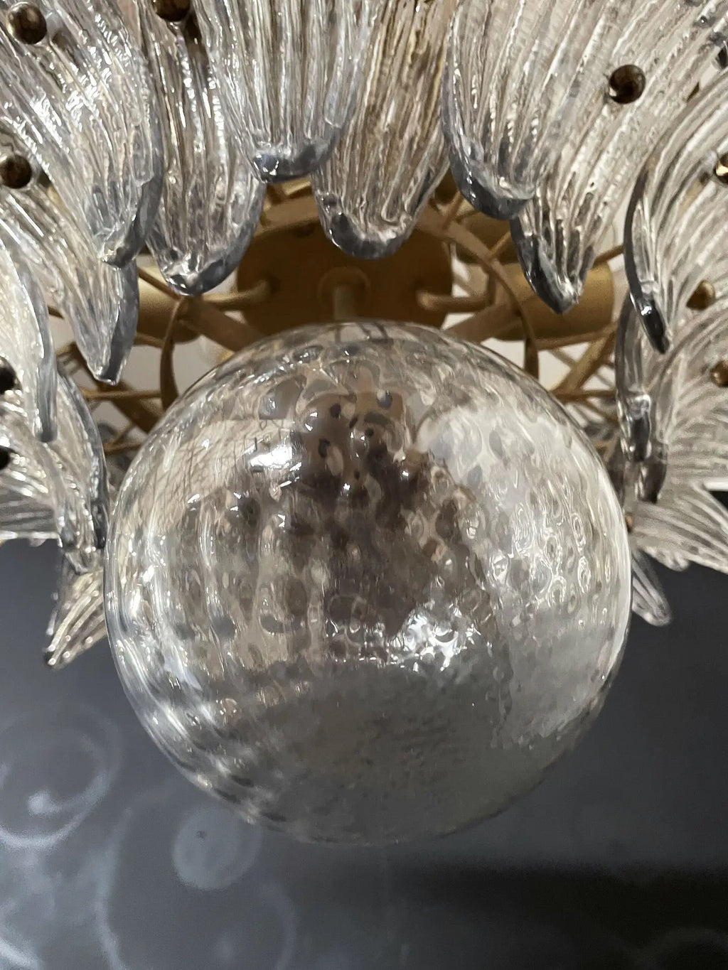Candelabru Murano de la mijlocul secolului | Punto di Luce | 163 Sticla Palmette de culoarea fumului