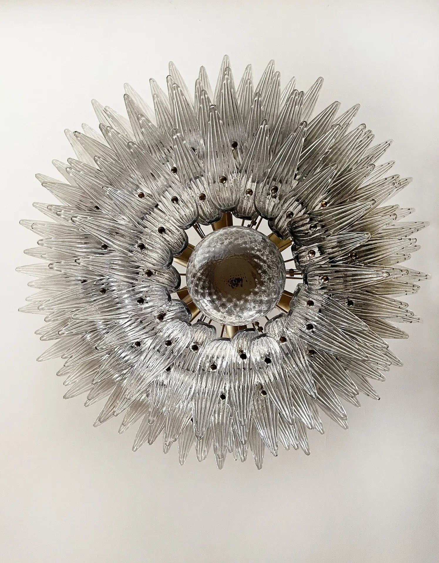 Mid-Century Murano Chandelier | Punto di Luce |  163 Smoke-colored Palmette Glass