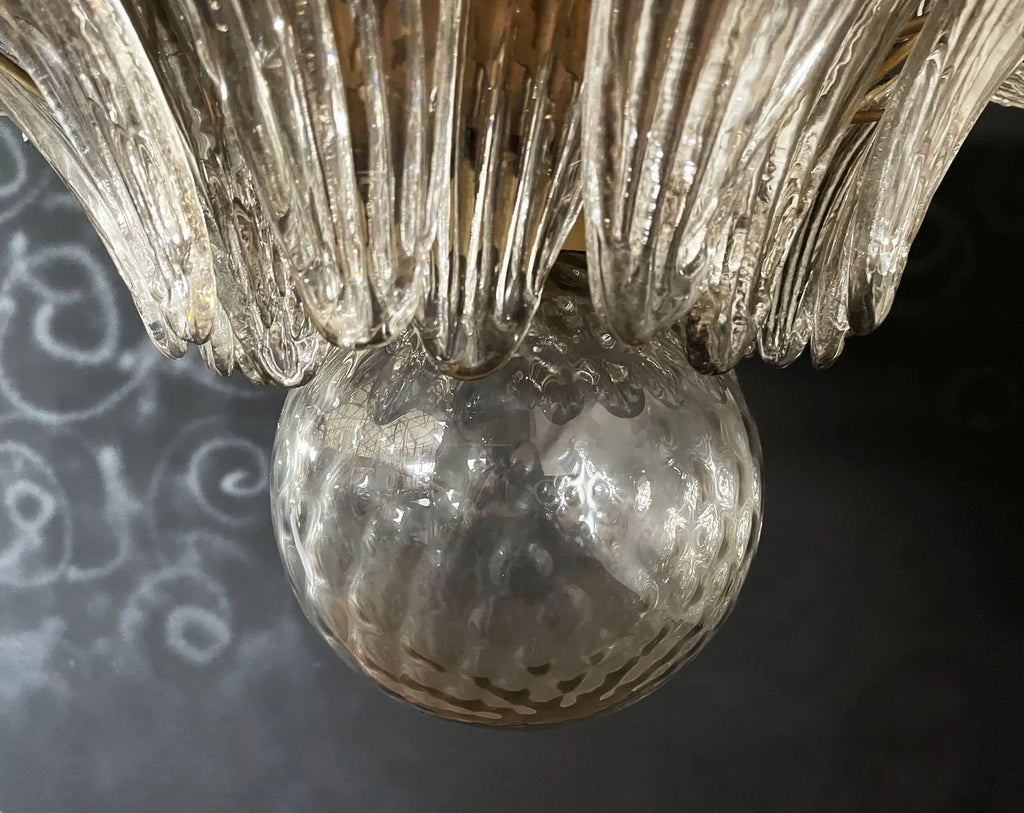 Candelabru Murano de la mijlocul secolului | Punto di Luce | 163 Sticla Palmette de culoarea fumului
