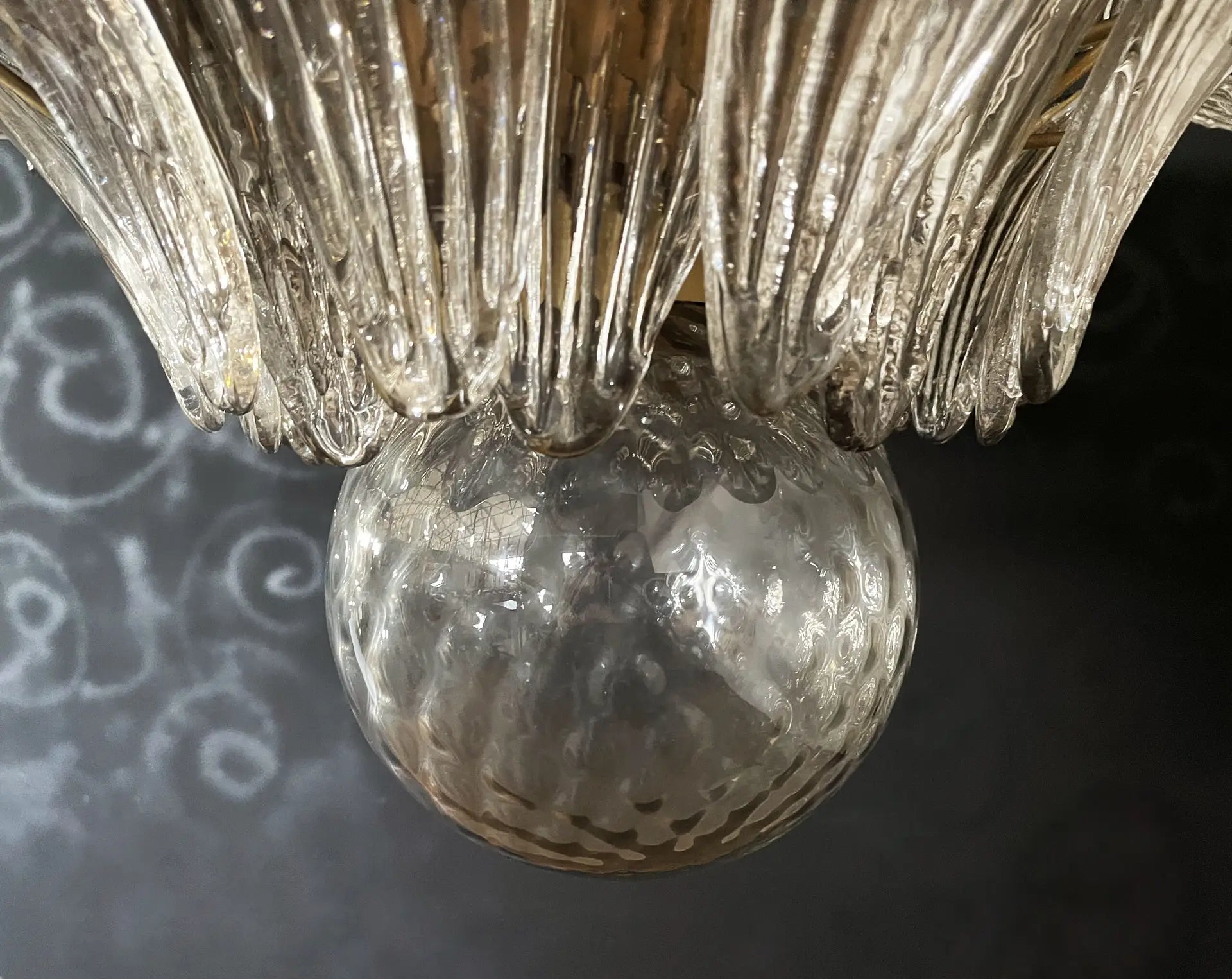 Mid-Century Murano Chandelier | Punto di Luce |  163 Smoke-colored Palmette Glass