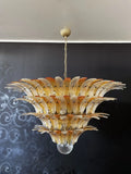 Mid-Century Murano Chandelier | Punto di Luce |  163 Clear and Yellow Palmette Glass