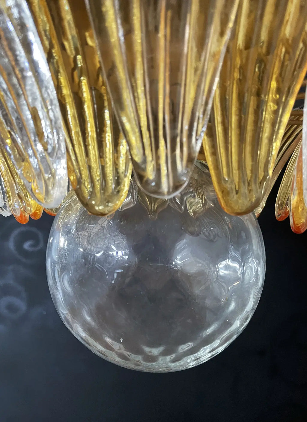 Mid-Century Murano Chandelier | Punto di Luce |  163 Clear and Yellow Palmette Glass