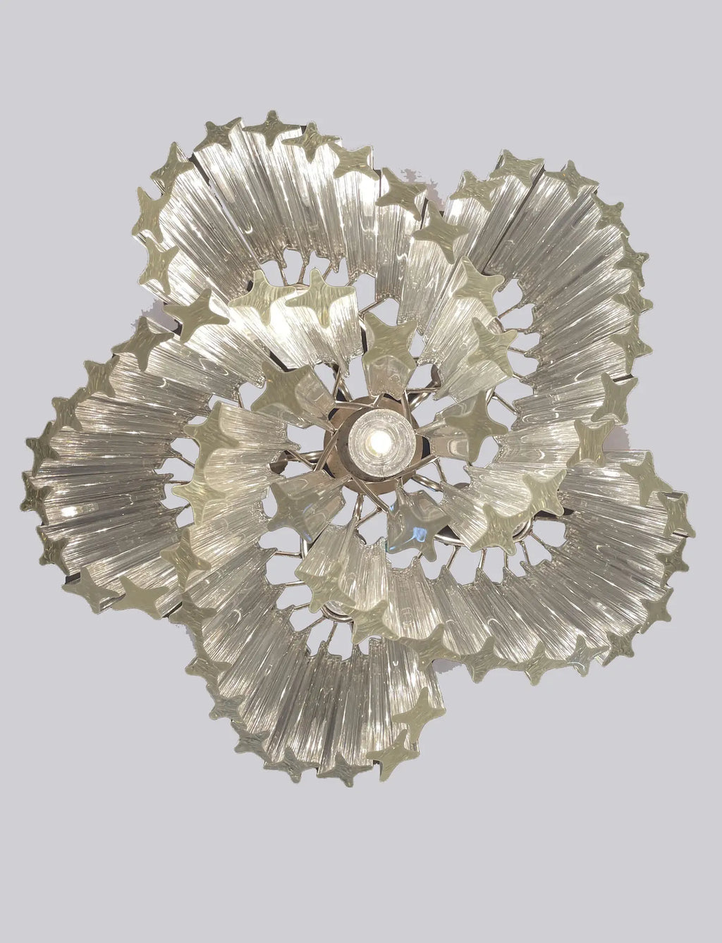 Mid-Century Murano Chandelier | Punto di Luce |  60 Clear Prism Glasses