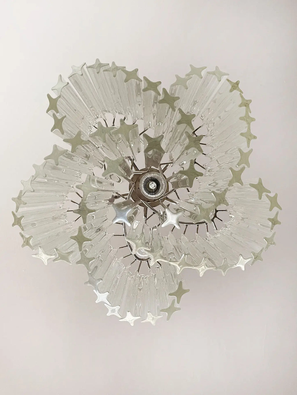 Mid-Century Murano Chandelier | Punto di Luce |  60 Clear Prism Glasses