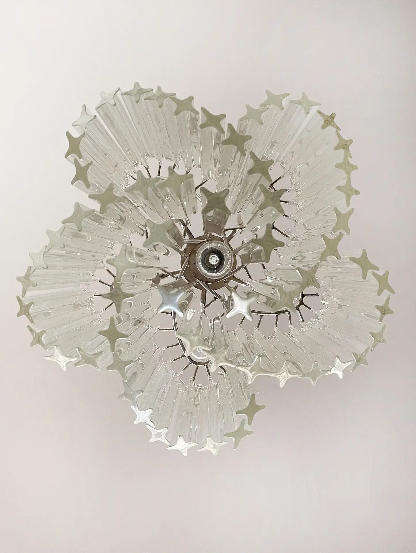 Mid-Century Murano Chandelier | Punto di Luce |  60 Clear Prism Glasses