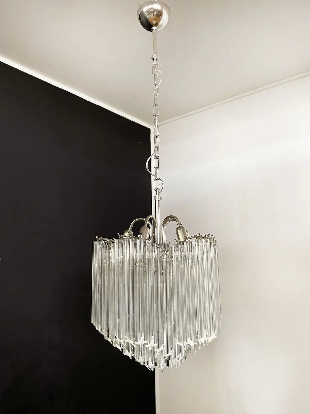 Mid-Century Murano Chandelier | Punto di Luce |  60 Clear Prism Glasses