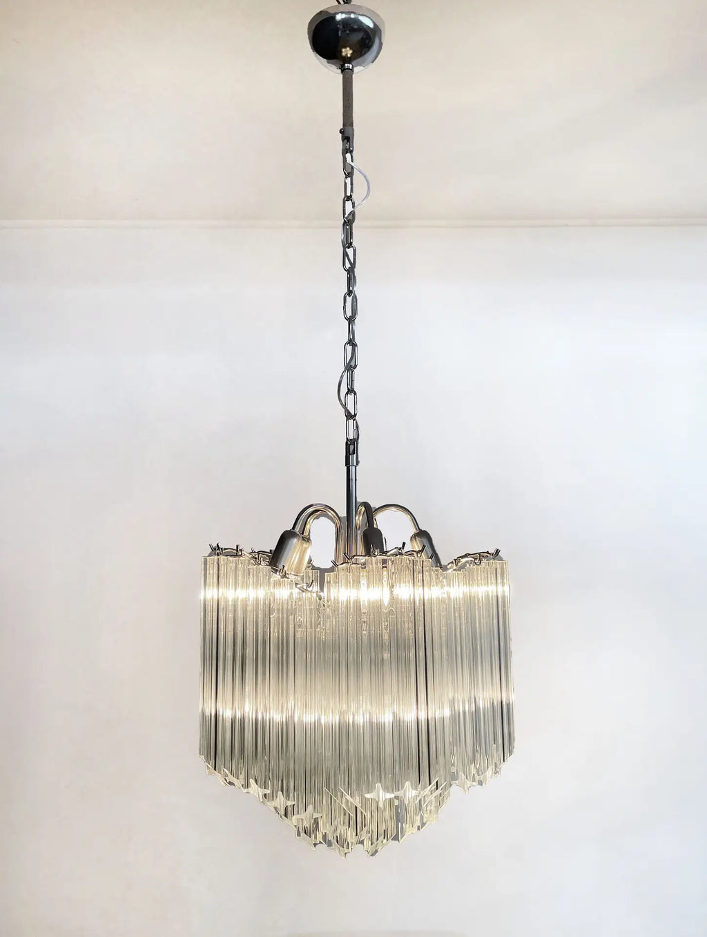 Mid-Century Murano Chandelier | Punto di Luce |  60 Clear Prism Glasses