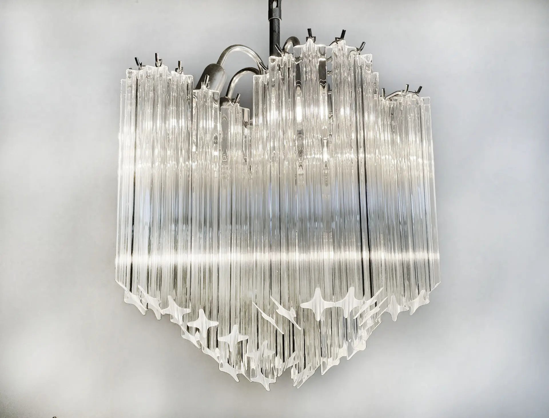 Mid-Century Murano Chandelier | Punto di Luce |  60 Clear Prism Glasses