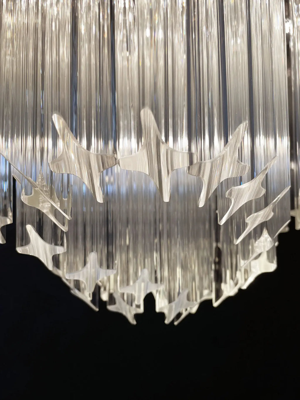 Mid-Century Murano Chandelier | Punto di Luce |  60 Clear Prism Glasses