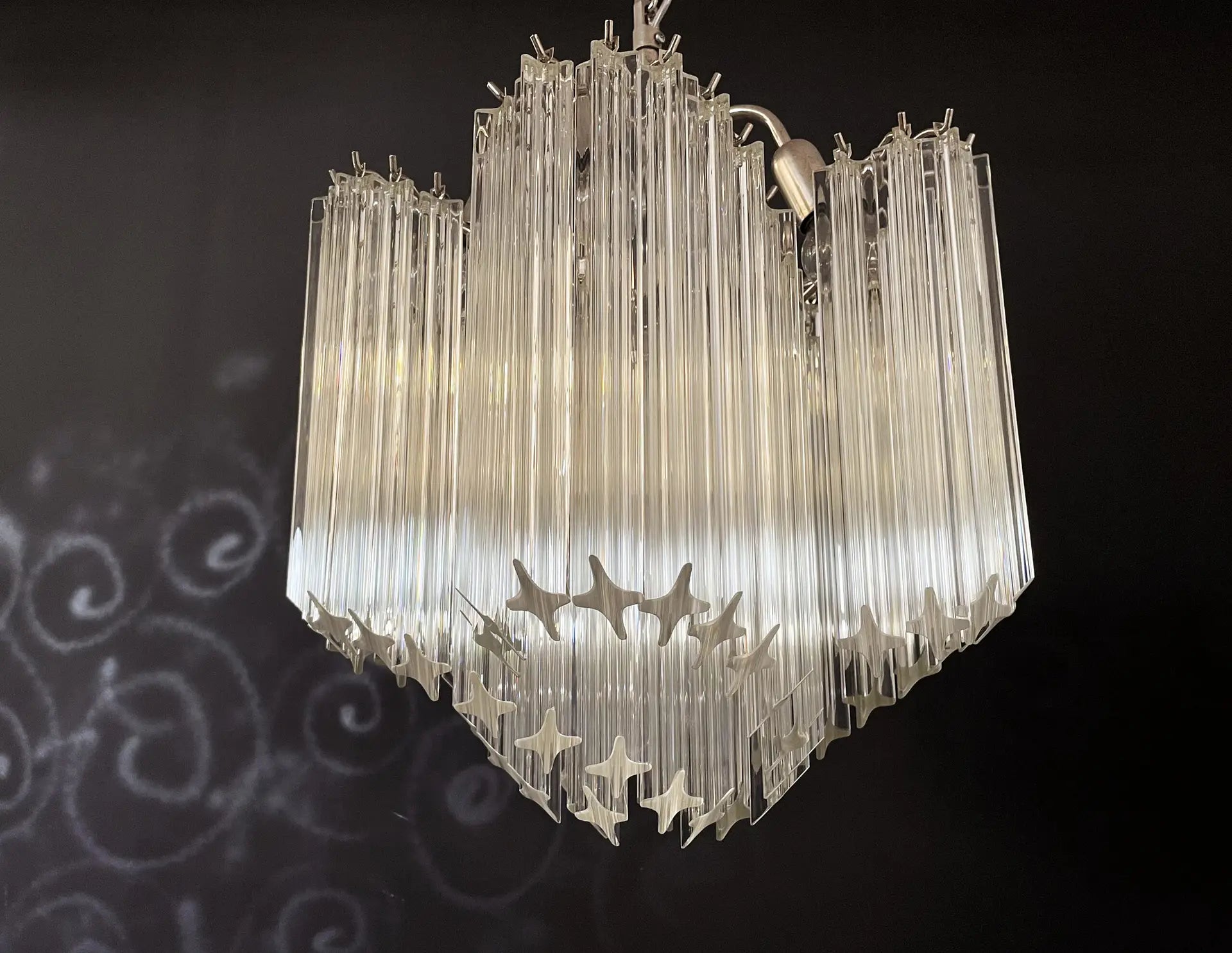 Mid-Century Murano Chandelier | Punto di Luce |  60 Clear Prism Glasses