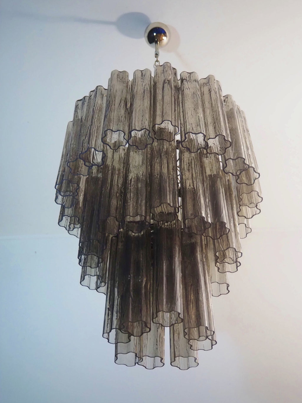Mid-Century Murano Chandelier | Punto di Luce |  48 Smoke Glass Tubes