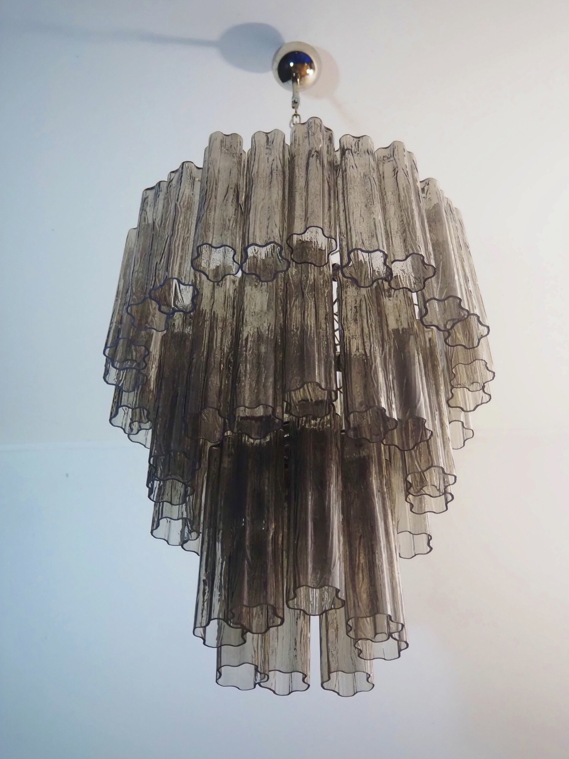 Mid-Century Murano Chandelier | Punto di Luce |  48 Smoke Glass Tubes