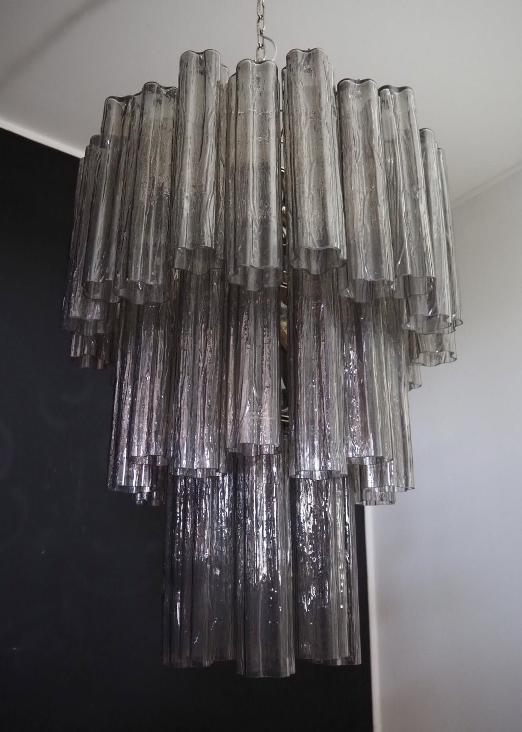 Mid-Century Murano Chandelier | Punto di Luce |  48 Smoke Glass Tubes