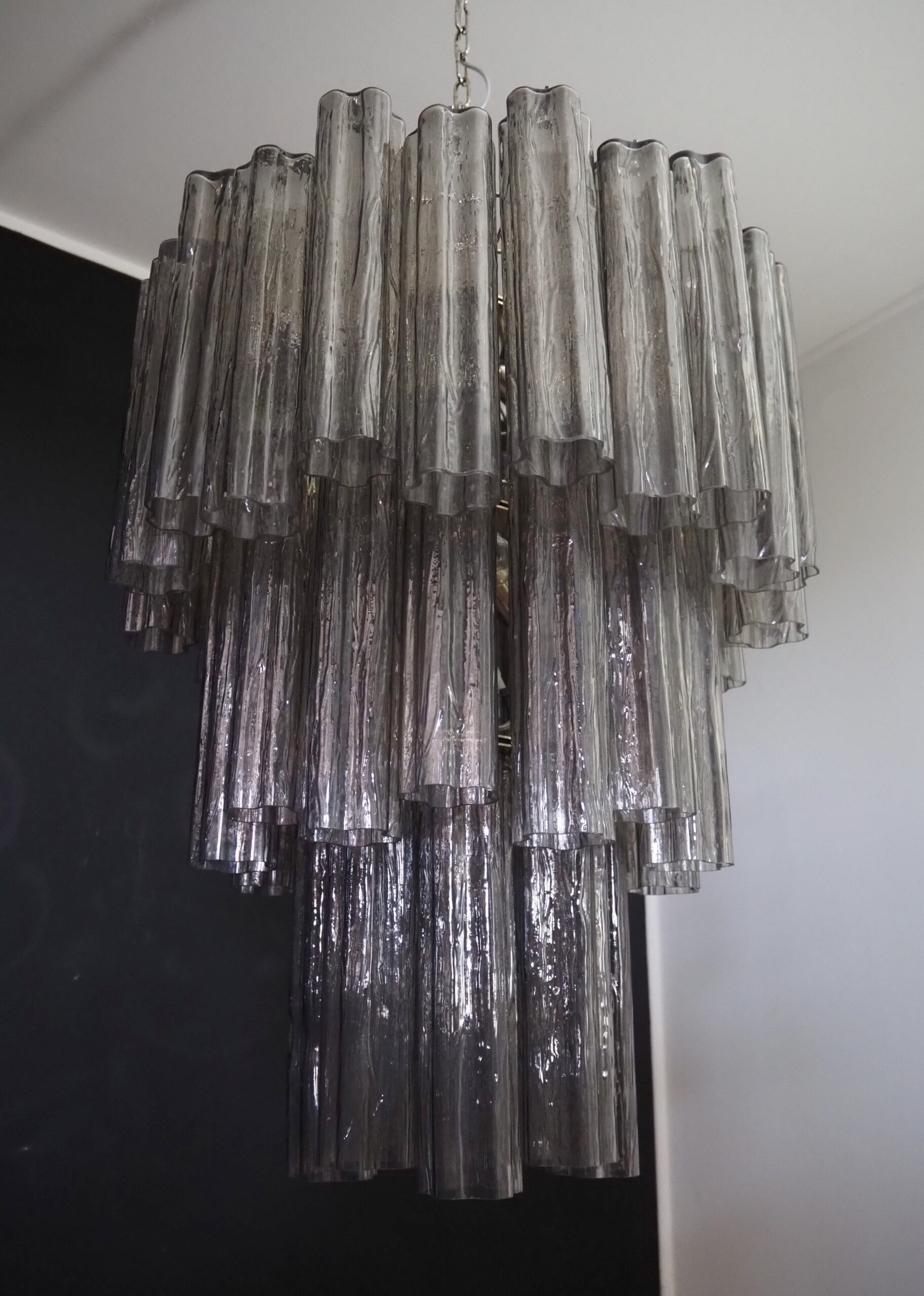 Mid-Century Murano Chandelier | Punto di Luce |  48 Smoke Glass Tubes