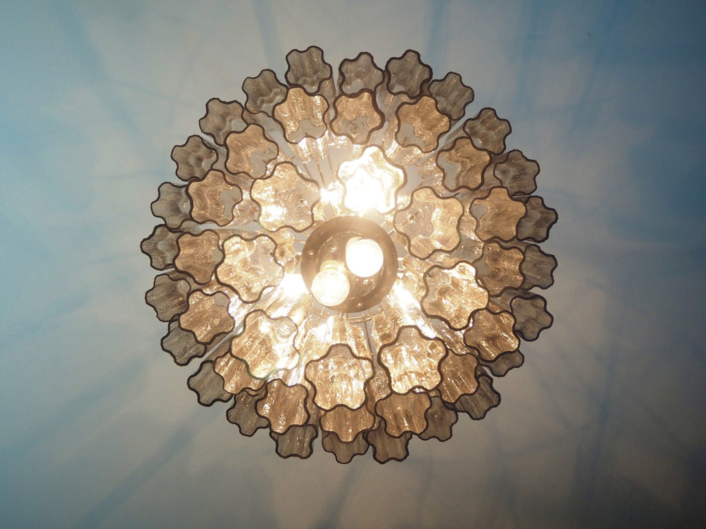 Mid-Century Murano Chandelier | Punto di Luce |  48 Smoke Glass Tubes