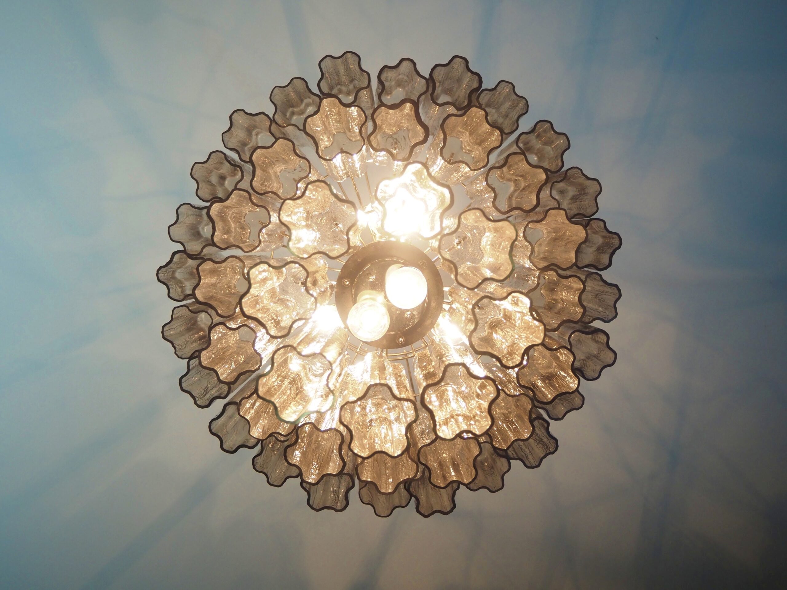 Mid-Century Murano Chandelier | Punto di Luce |  48 Smoke Glass Tubes