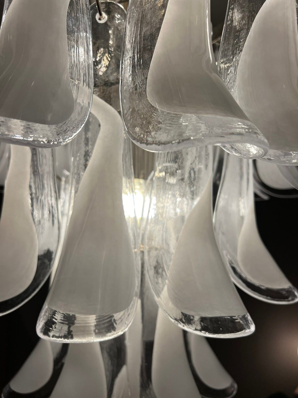 Mid-Century Murano Chandelier | Punto di Luce |  52 White Petal Glass