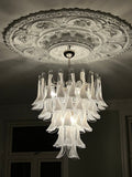 Mid-Century Murano Chandelier | Punto di Luce |  52 White Petal Glass