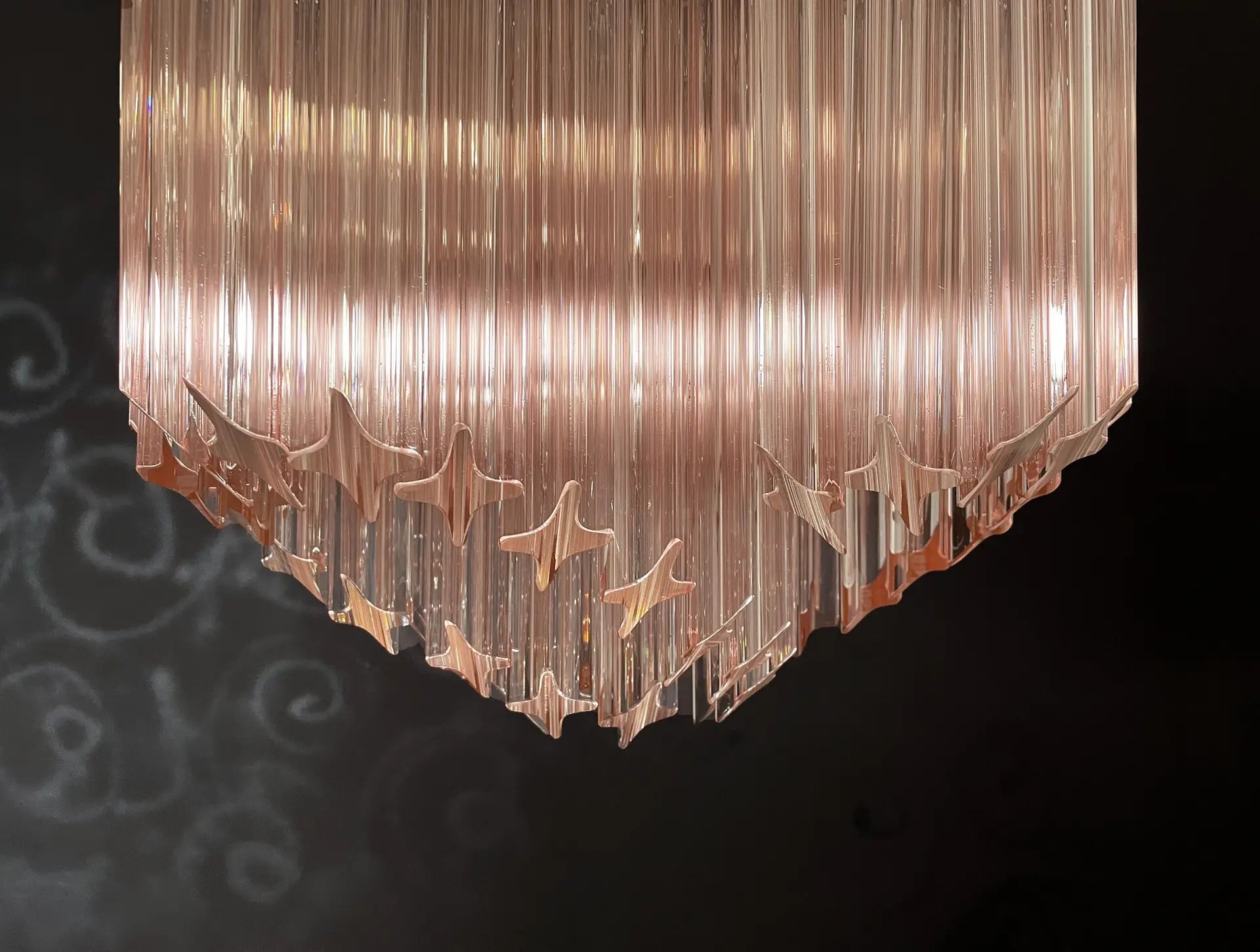 Mid-Century Murano Chandelier | Punto di Luce |  60 Pink Prism Glass