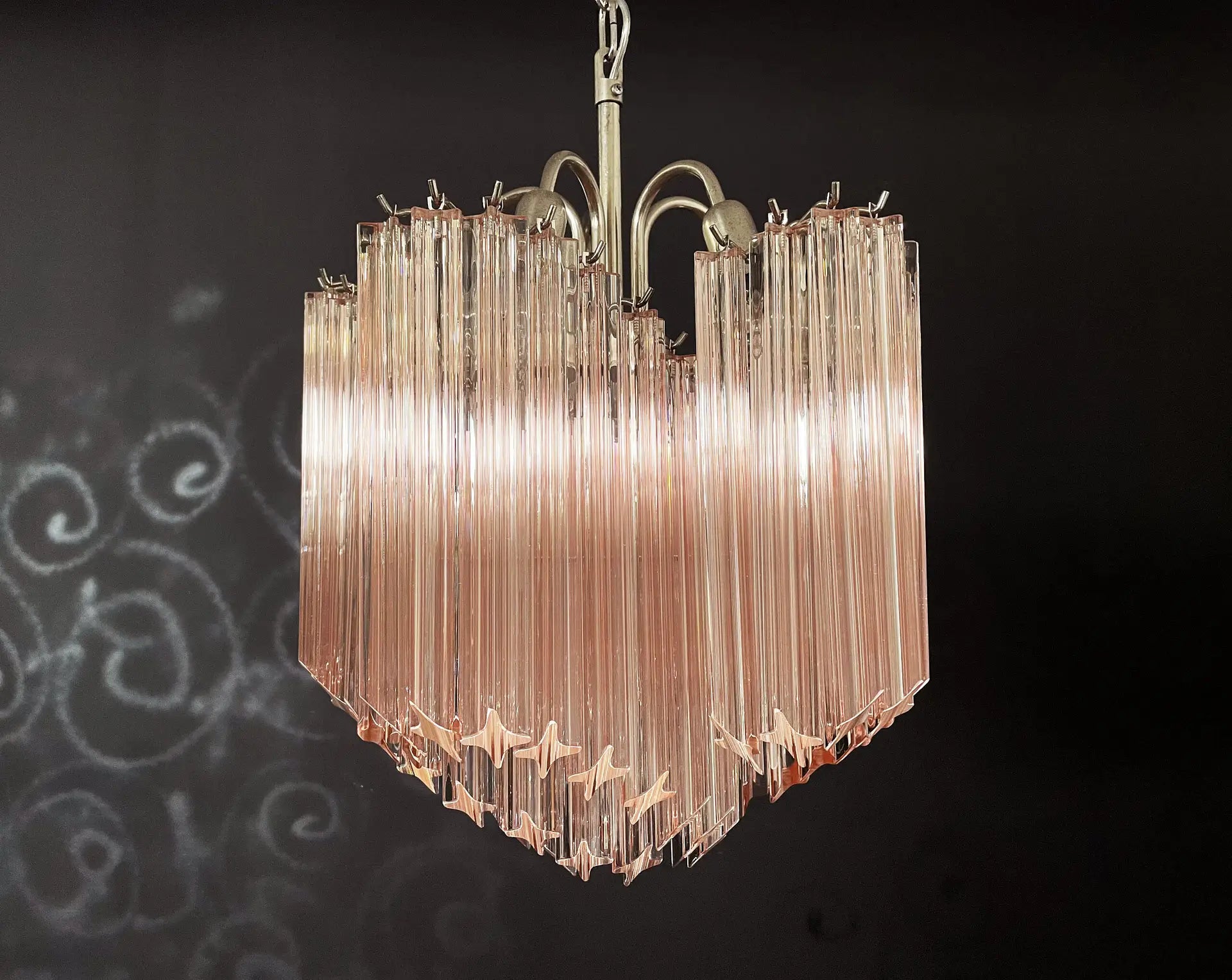 Mid-Century Murano Chandelier | Punto di Luce |  60 Pink Prism Glass