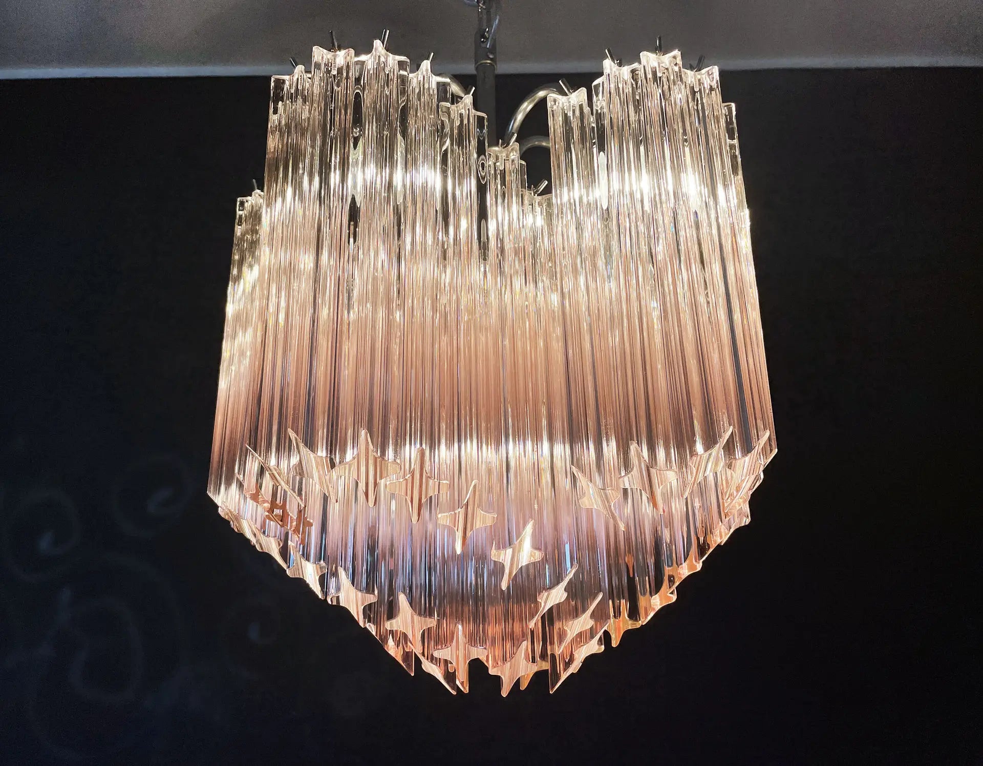 Mid-Century Murano Chandelier | Punto di Luce |  60 Pink Prism Glass