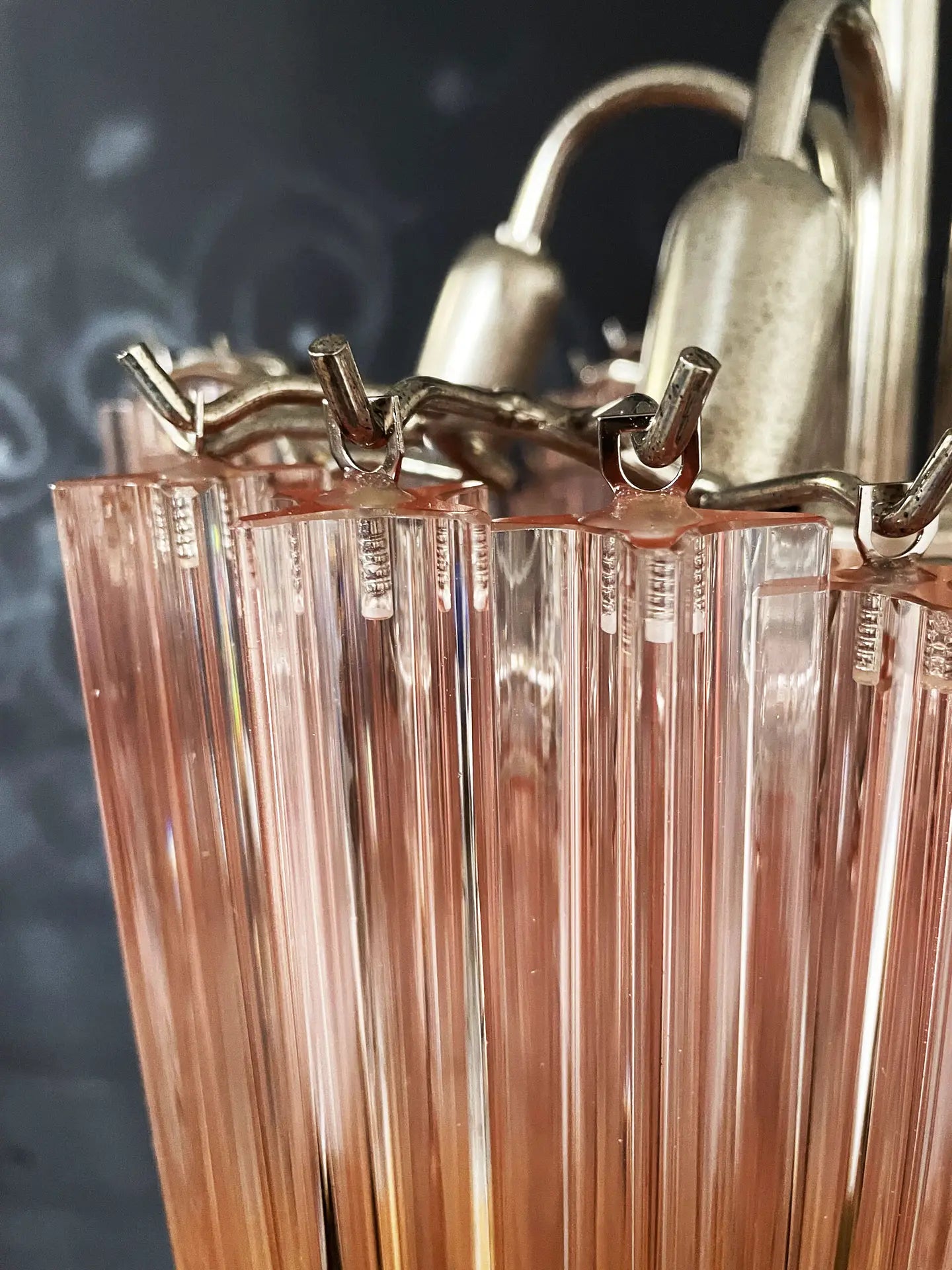 Mid-Century Murano Chandelier | Punto di Luce |  60 Pink Prism Glass