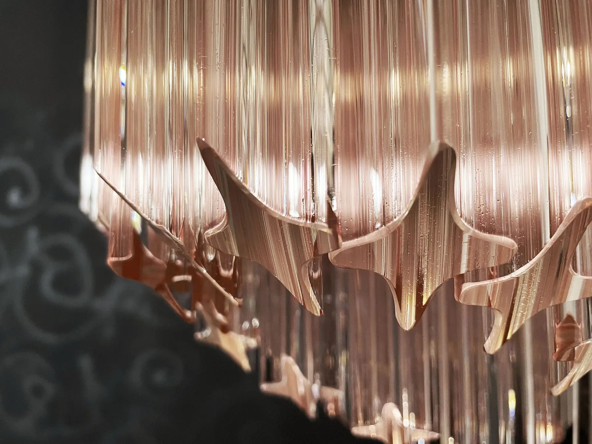 Mid-Century Murano Chandelier | Punto di Luce |  60 Pink Prism Glass