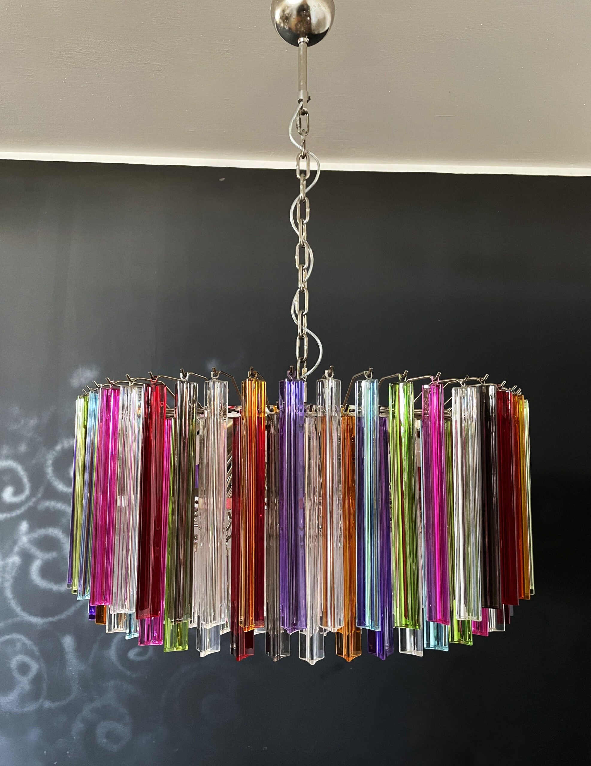 Mid-Century Murano Chandelier | Punto di Luce |  265 Multicolored Prism Glasses