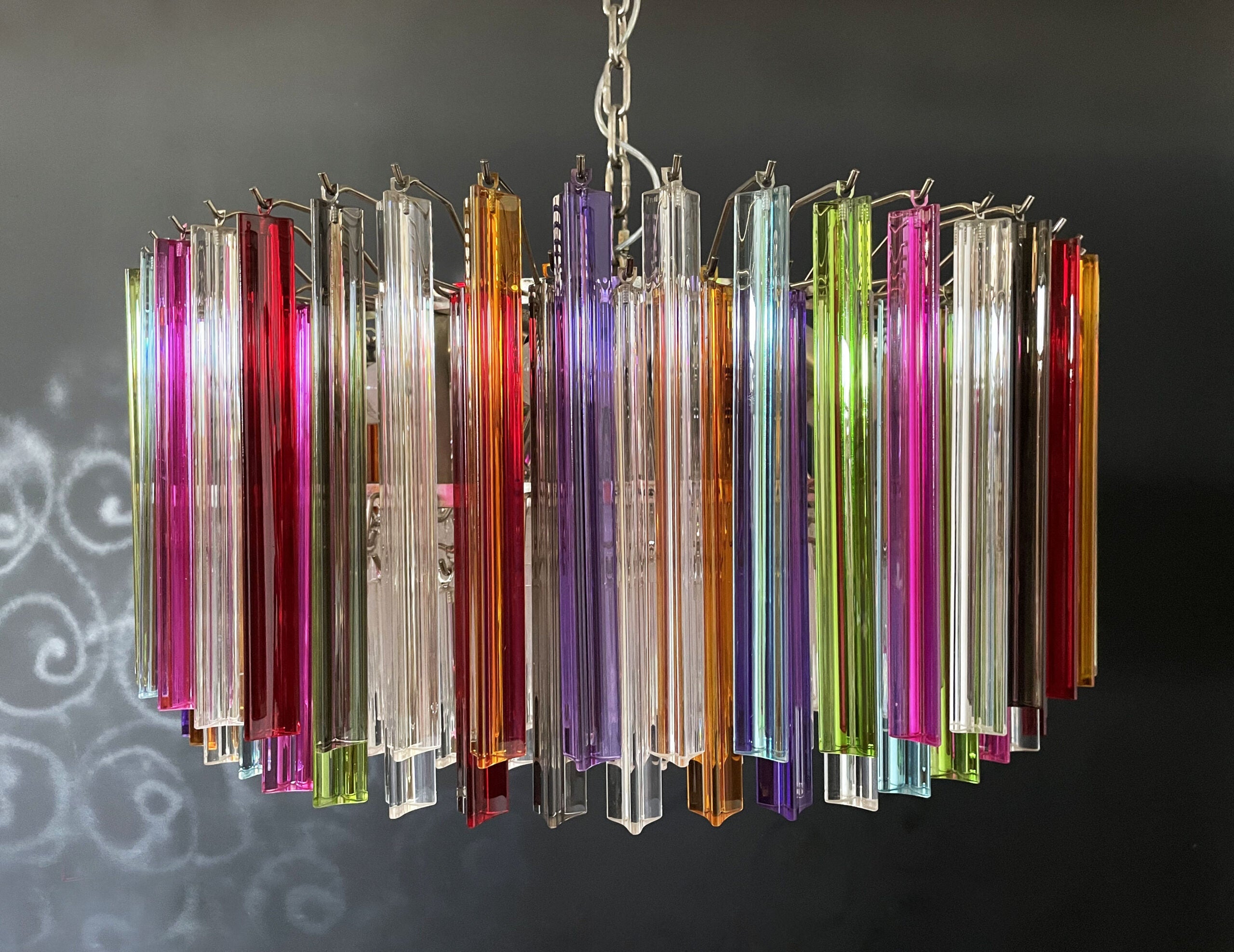 Mid-Century Murano Chandelier | Punto di Luce |  265 Multicolored Prism Glasses