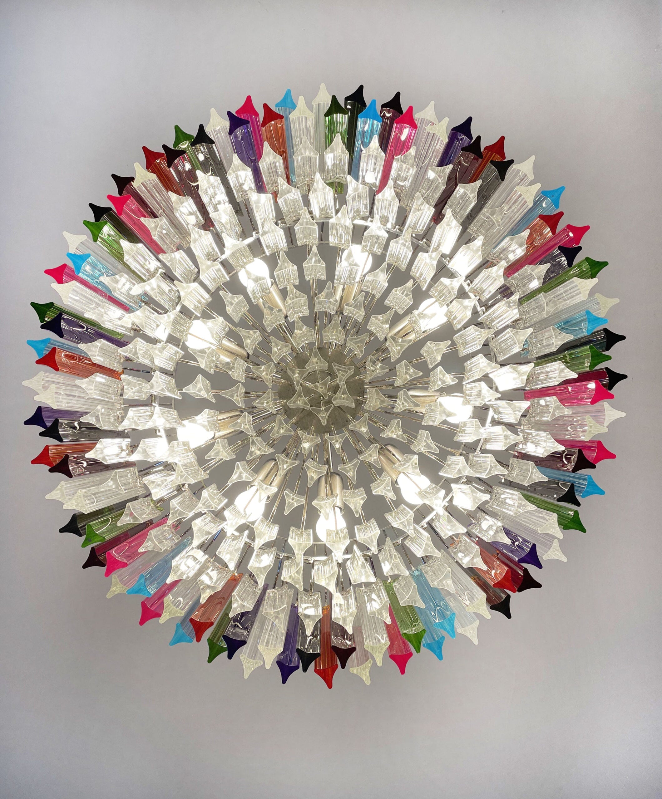 Mid-Century Murano Chandelier | Punto di Luce |  265 Multicolored Prism Glasses