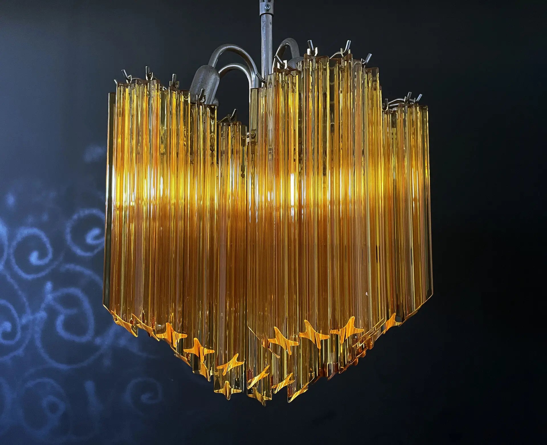 Mid-Century Murano Chandelier | Punto di Luce |  60 Yellow Prism Glass