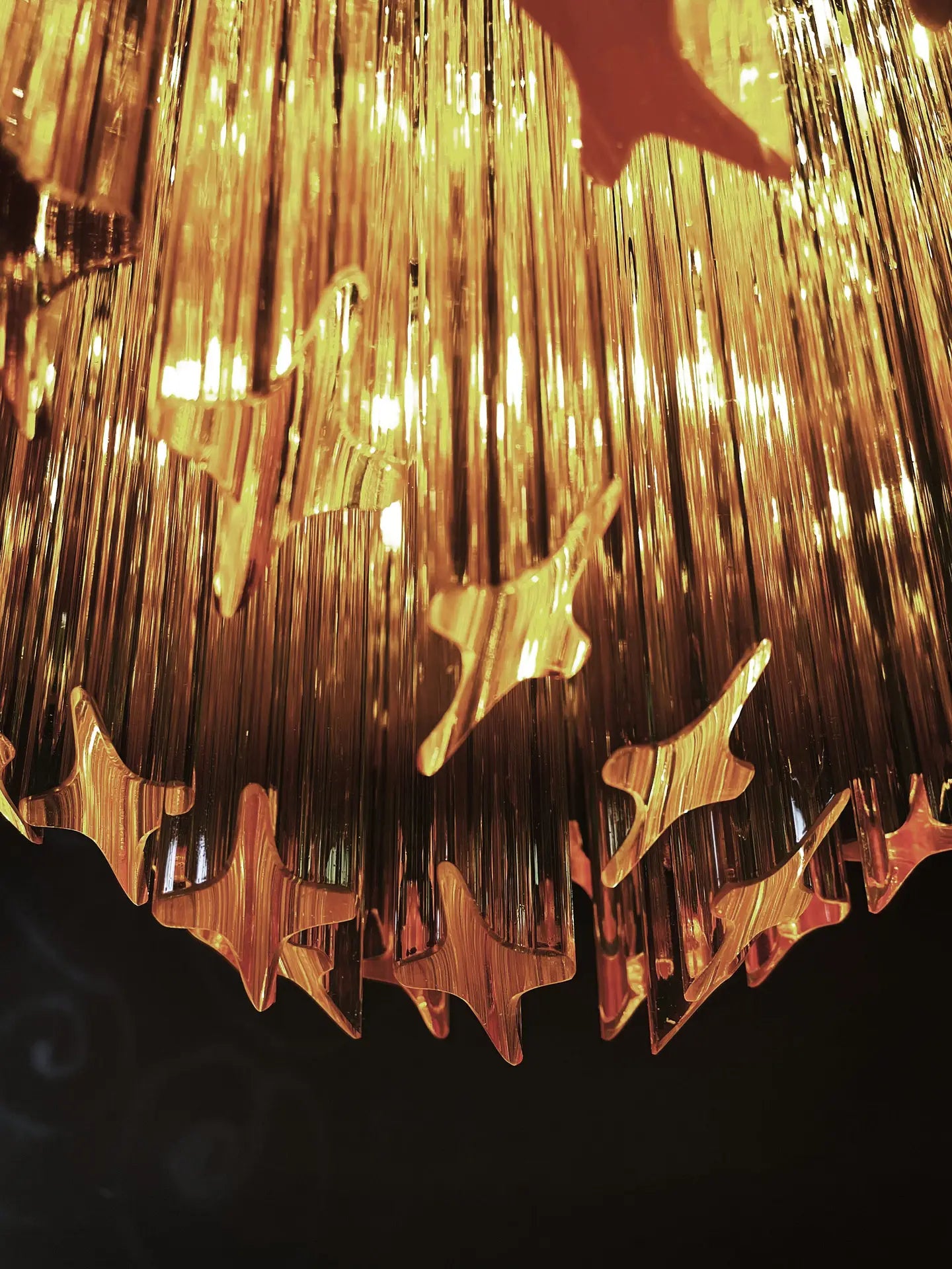 Mid-Century Murano Chandelier | Punto di Luce |  60 Yellow Prism Glass