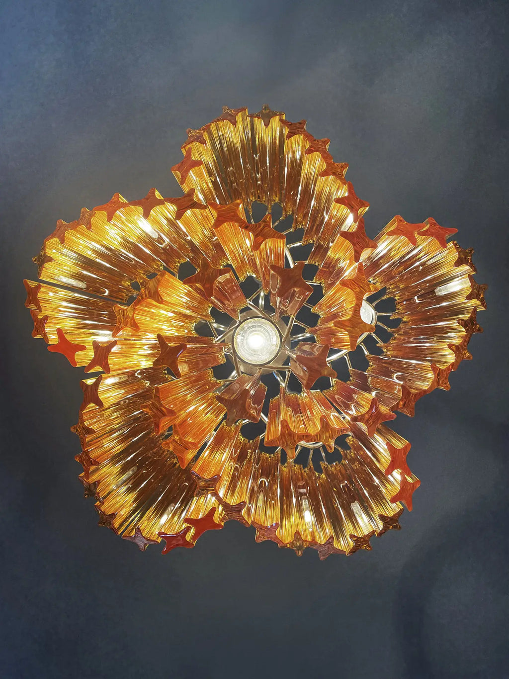 Mid-Century Murano Chandelier | Punto di Luce |  60 Yellow Prism Glass