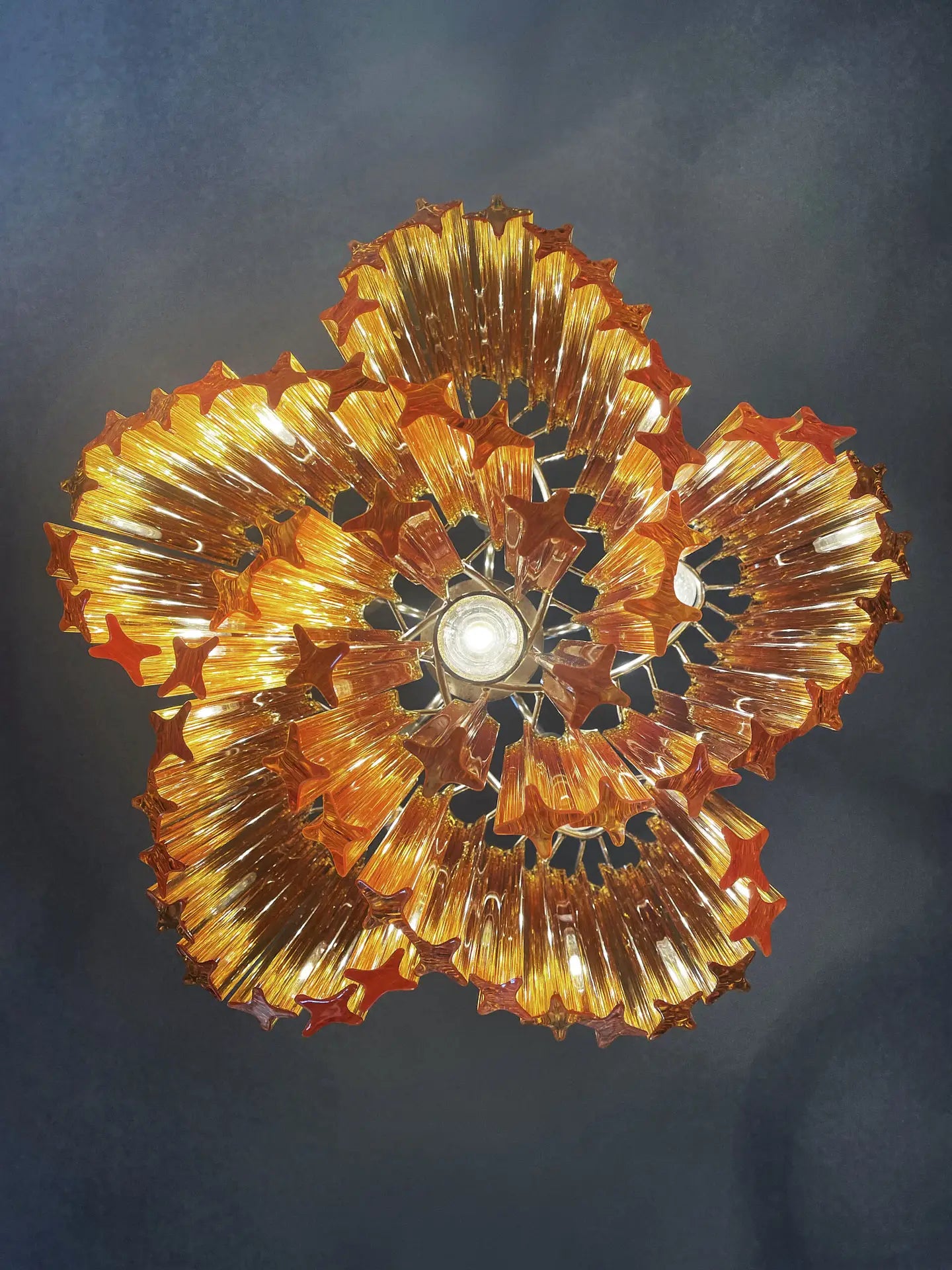 Mid-Century Murano Chandelier | Punto di Luce |  60 Yellow Prism Glass