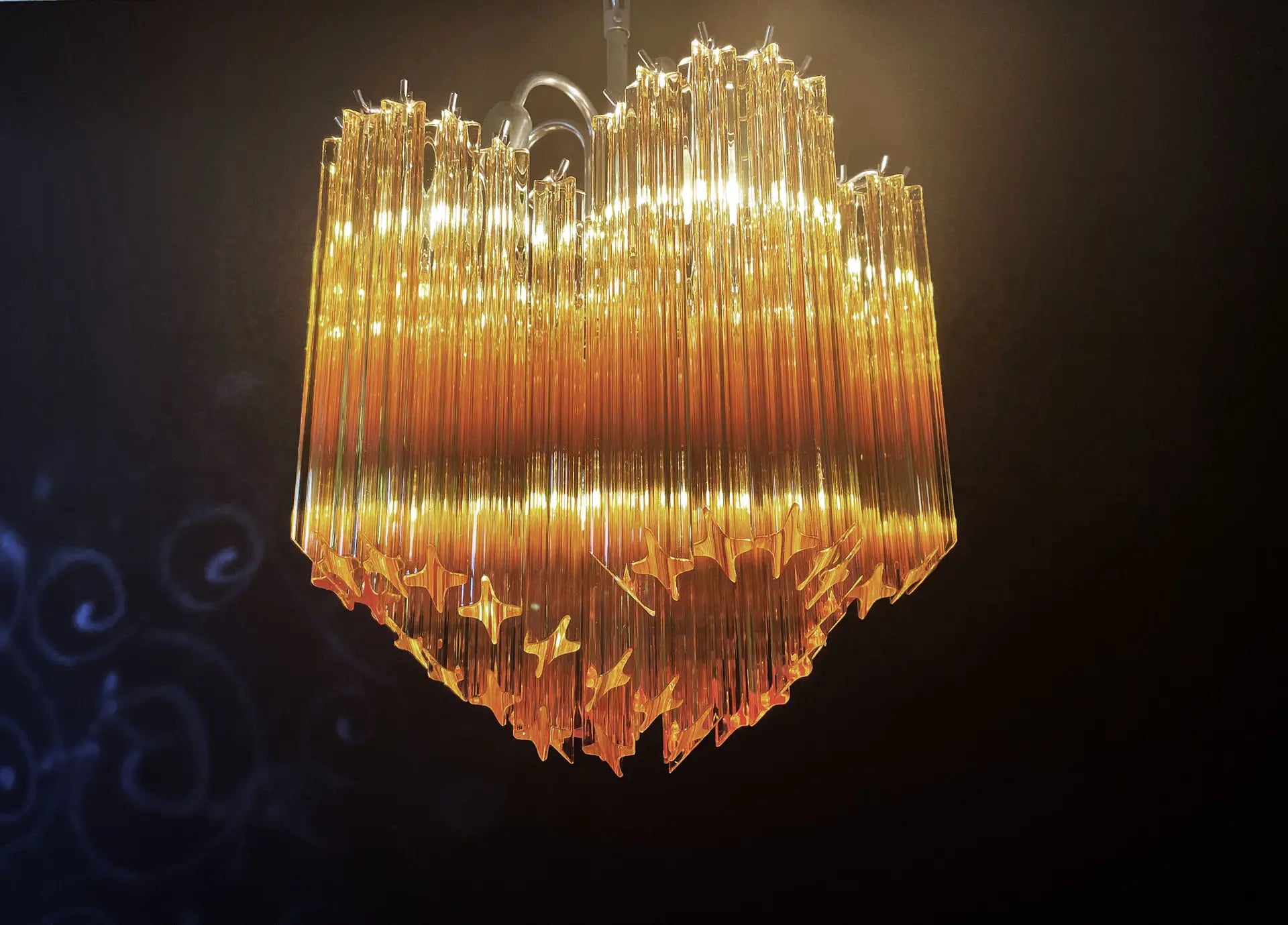 Mid-Century Murano Chandelier | Punto di Luce |  60 Yellow Prism Glass