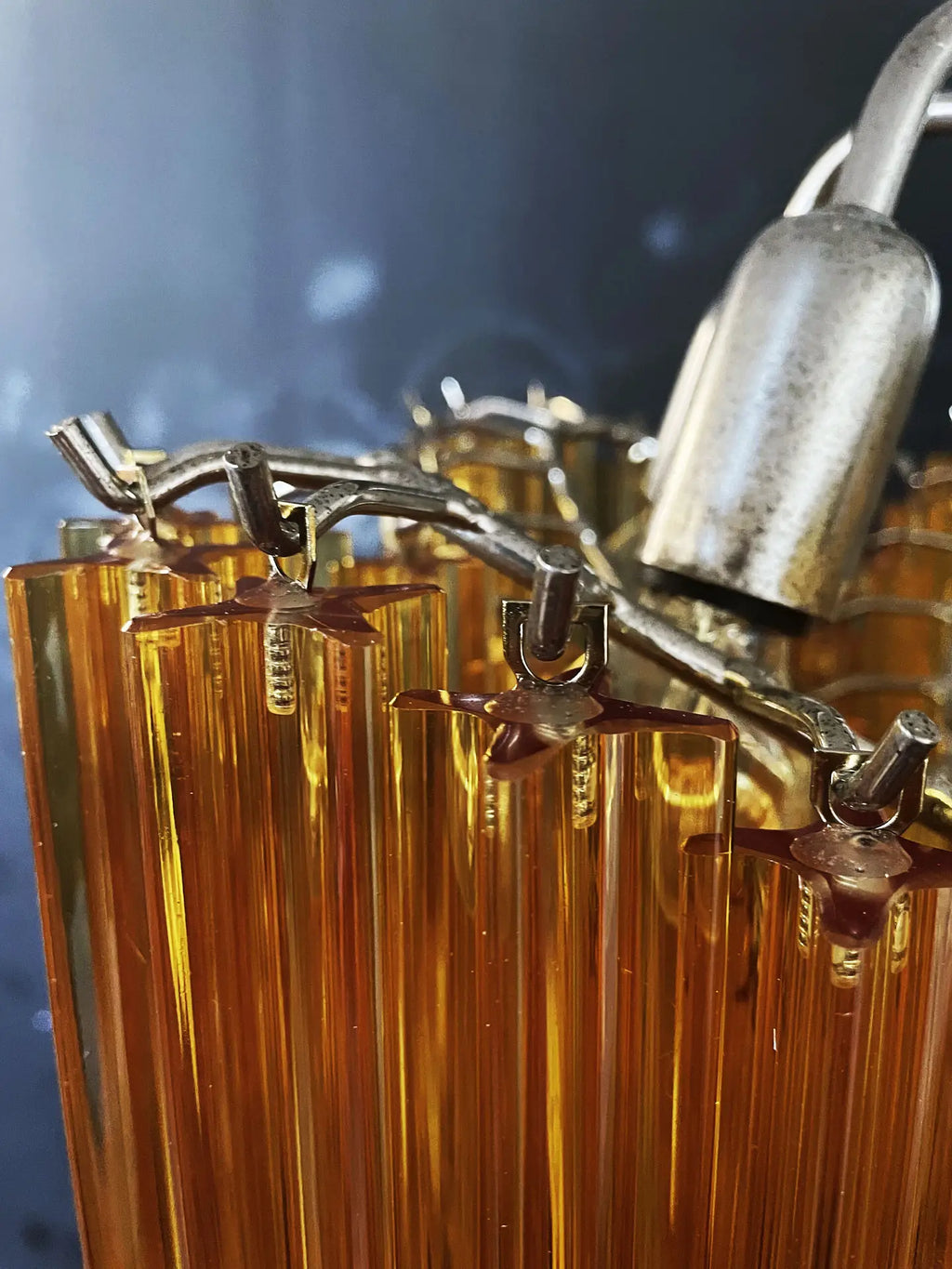 Mid-Century Murano Chandelier | Punto di Luce |  60 Yellow Prism Glass